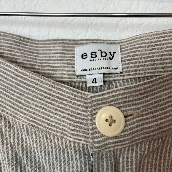 Esby Apparel Copal Stripe Nikita Wide Leg Pleated Cropped Pants Women's Size 4 - Picture 5 of 8